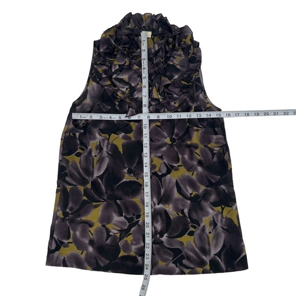 J. Crew Gray Silk Floral Sleeveless Ruffled Blouse Size 2 Women’s - Picture 4 of 4